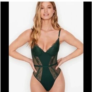 Victoria’s Secret Love by Victoria Lightly Lined Lace Trim Bodysuit